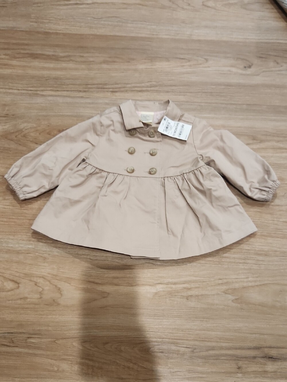 First Impressions Beige Double-Breasted Pea Coat for Kids